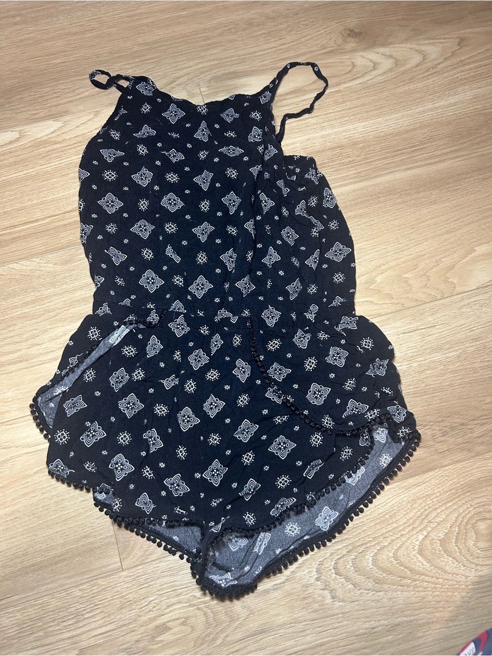 George Black and White Bandana-Print Spaghetti Strap Romper